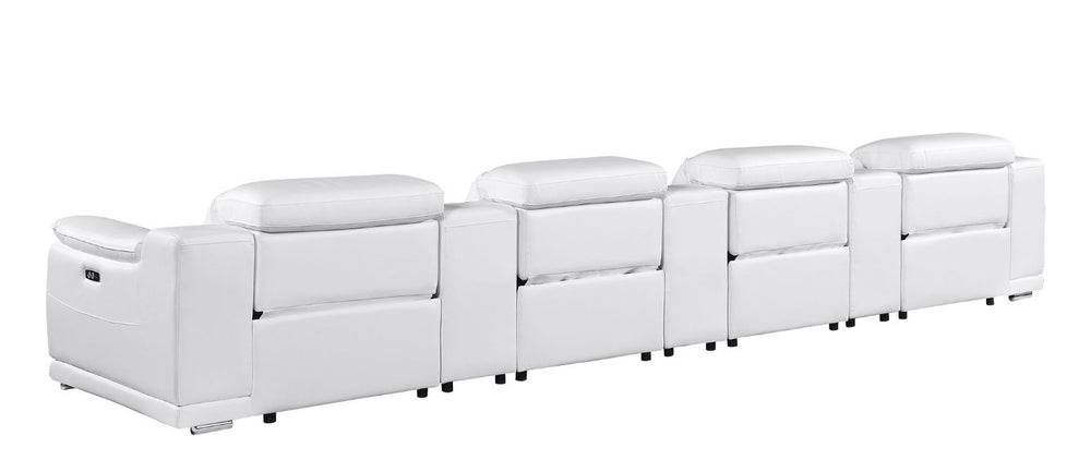 HomeRoots 107 Inch Italian Leather Power Reclining Sofa with Usb Charging and Hidden Storage 720416