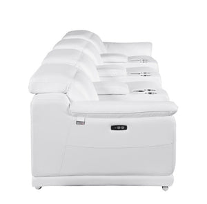 107 Inch Italian Leather Power Reclining Sofa with Usb Charging and Hidden Storage