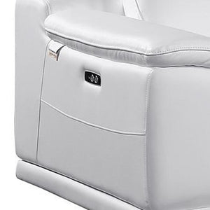107 Inch Italian Leather Power Reclining Sofa with Usb Charging and Hidden Storage