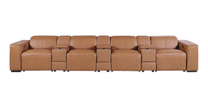 170 Inch Italian Leather Power Reclining Sofa with Usb Charging and Hidden Storage