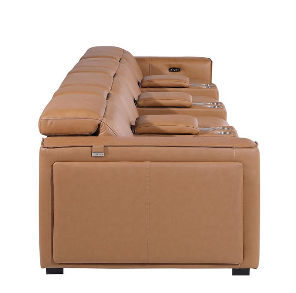 170 Inch Italian Leather Power Reclining Sofa with Usb Charging and Hidden Storage