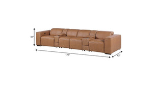 170 Inch Italian Leather Power Reclining Sofa with Usb Charging and Hidden Storage