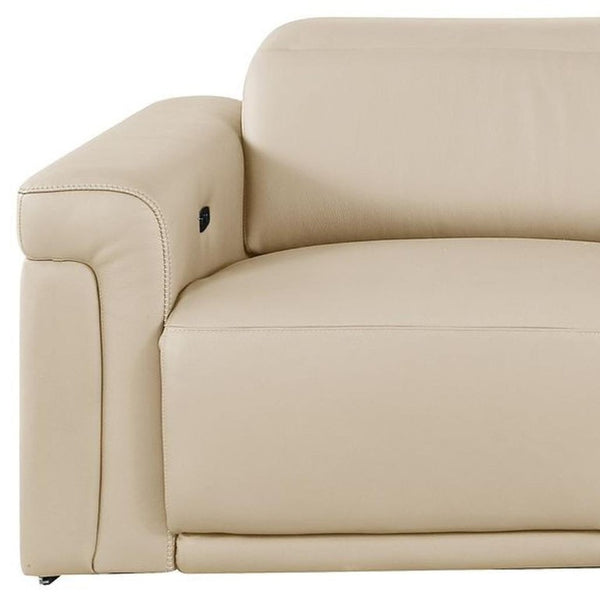 100 Inch Italian Leather Power Reclining Sofa with Usb Charging for Modern Living Rooms