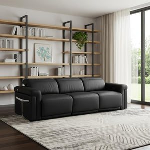 100 Inch Italian Leather Power Reclining Sofa with Usb Charging for Modern Living Rooms