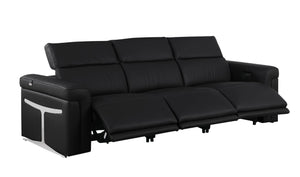 100 Inch Italian Leather Power Reclining Sofa with Usb Charging for Modern Living Rooms