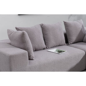 English Elm Full Foam Modular L-shaped Sectional Sofa Flannelette Upholstered with Five Throw Pillows Grey W3326S00023