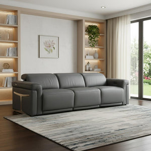100 Inch Italian Leather Power Reclining Sofa with Usb Charging for Modern Living Rooms