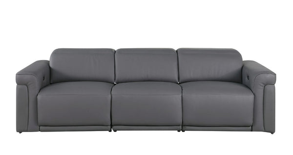 100 Inch Italian Leather Power Reclining Sofa with Usb Charging for Modern Living Rooms