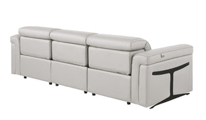 100 Inch Italian Leather Power Reclining Sofa with Usb Charging for Modern Living Rooms