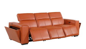 104 Inch Italian Leather Power Reclining Sofa with Usb Ports and Hidden Storage