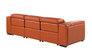 104 Inch Italian Leather Power Reclining Sofa with Usb Ports and Hidden Storage