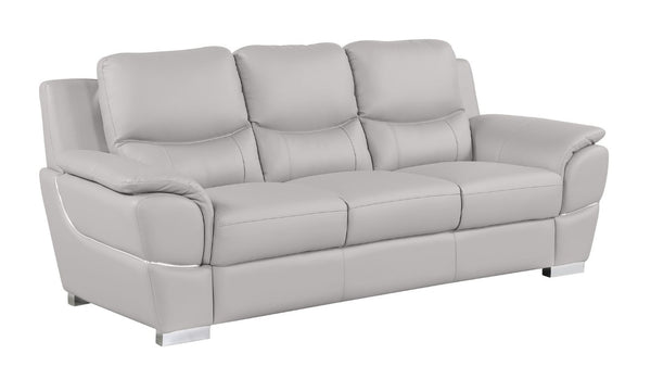 85 Inch Genuine Leather Sofa in Light Gray for Modern Living Room Comfort