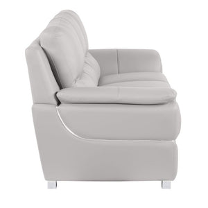 85 Inch Genuine Leather Sofa in Light Gray for Modern Living Room Comfort