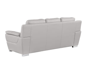 85 Inch Genuine Leather Sofa in Light Gray for Modern Living Room Comfort