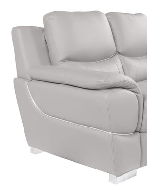 85 Inch Genuine Leather Sofa in Light Gray for Modern Living Room Comfort