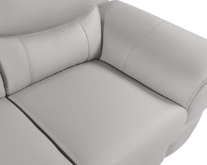 85 Inch Genuine Leather Sofa in Light Gray for Modern Living Room Comfort