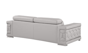 88 Inch Top Grain Leather Sofa Spacious Living Room Seating in Light Gray