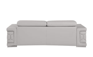 88 Inch Top Grain Leather Sofa Spacious Living Room Seating in Light Gray
