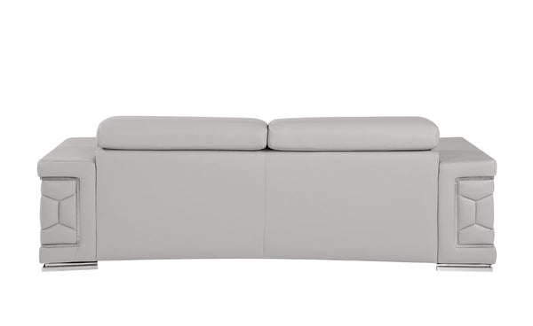 88 Inch Top Grain Leather Sofa Spacious Living Room Seating in Light Gray