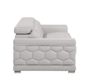 88 Inch Top Grain Leather Sofa Spacious Living Room Seating in Light Gray