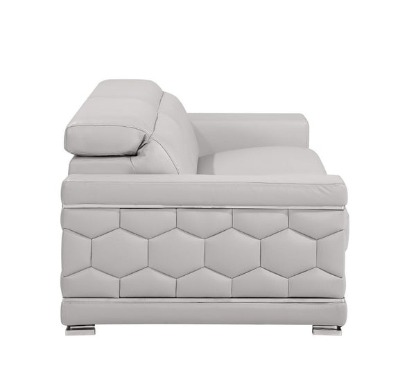 88 Inch Top Grain Leather Sofa Spacious Living Room Seating in Light Gray