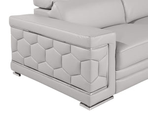 88 Inch Top Grain Leather Sofa Spacious Living Room Seating in Light Gray
