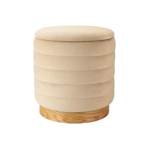 16 Inch Velvet Tufted Round Storage Ottoman Cylinder Pouf for Living Room Decor
