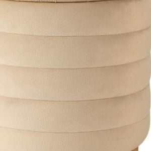 16 Inch Velvet Tufted Round Storage Ottoman Cylinder Pouf for Living Room Decor
