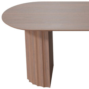 79 Inch Oval Brown Wood Dining Table with Double Pedestal Base for Large Gatherings