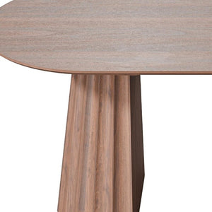 79 Inch Brown Wood Oval Dining Table with Elegant Double Pedestal Base Seats Eight