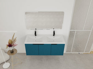 English Elm 48" Modern Wall-Mounted Bathroom Vanity With Resin Double Sink & Soft-Close Doors For Stylish Storage P1 W999S00351-GIGA