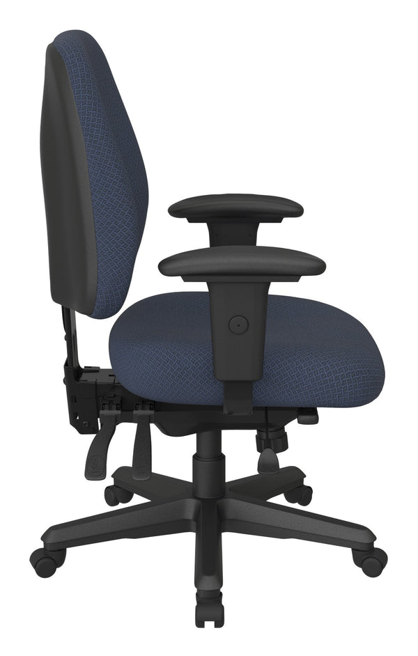 OSP Home Furnishings Ergonomics Chair with Lumbar Support Adjustable Arms and Greenguard Certified Comfort Ink Blue 43808-104