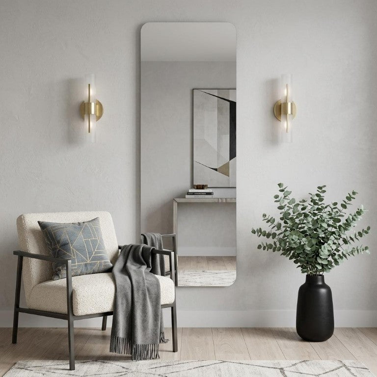HomeRoots 65 Inch Borderless Floor Mirror Tall Leaning Wall Accent for Bedroom or Living Room 720584