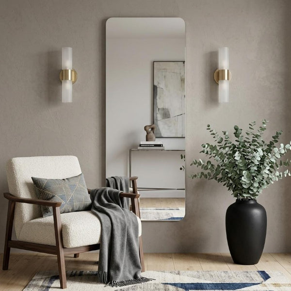 56 Inch Frameless Full Body Wall Mirror Sleek Borderless Design for Bedroom or Entryway