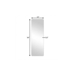 HomeRoots 56 Inch Frameless Full Body Wall Mirror Sleek Borderless Design for Bedroom or Entryway 720585
