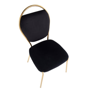 English Elm Dining Chair Set of 2 Black Velvet Seat Gold Metal Frame Glam Contemporary B202P471348