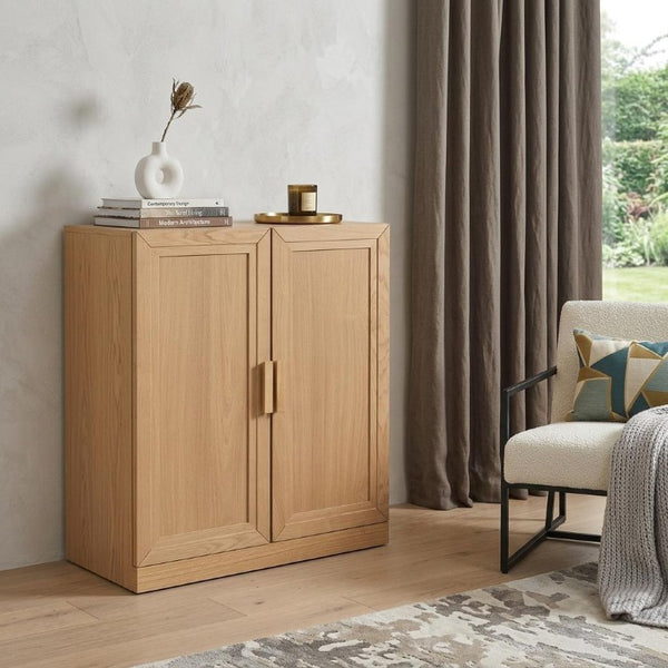 Set of Four Wood Corner Accent Cabinets with Dual Doors for Elegant Living Room Storage