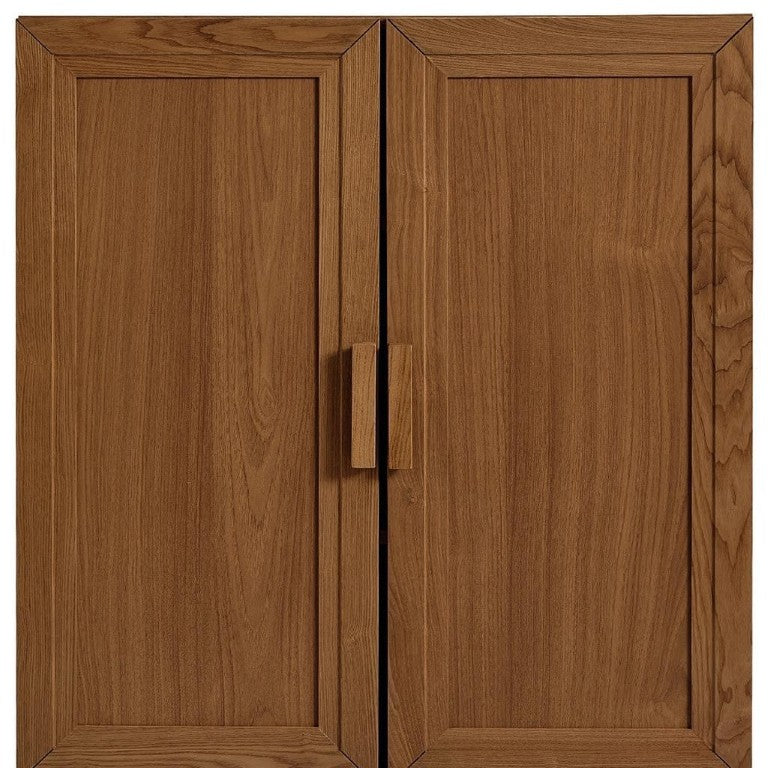 HomeRoots Set of Four Walnut Corner Cabinets with Dual Hinged Doors for Elegant Living Spaces 720621