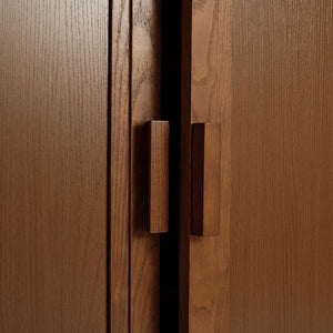 Set of Four Walnut Corner Cabinets with Dual Hinged Doors for Elegant Living Spaces