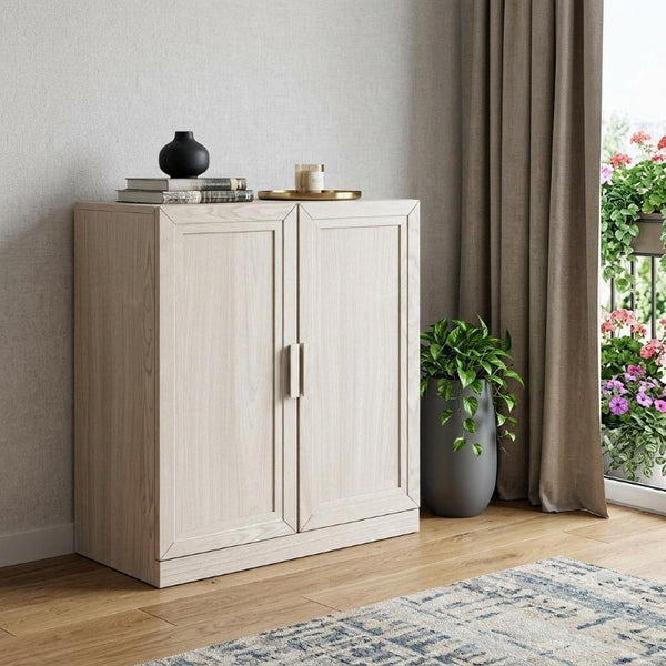 Set of Four Wood Corner Accent Cabinets with Dual Doors for Elegant Living Room Storage