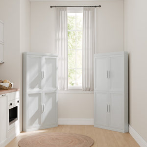 Set of Four Wood Corner Accent Cabinets with Dual Doors for Elegant Living Room Storage