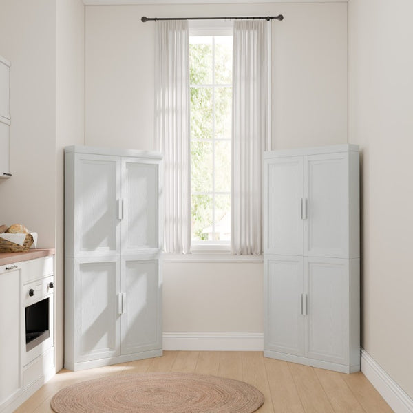 Set of Four Wood Corner Accent Cabinets with Dual Doors for Elegant Living Room Storage
