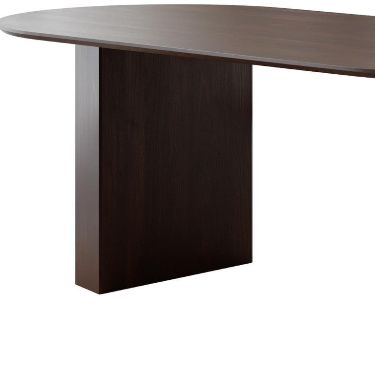 79 Inch Oval Walnut Dining Table with Double Pedestal Base for Elegant Spaces