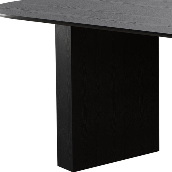 86 Inch Black Oval Wood Dining Table with Double Pedestal Base for Large Gatherings