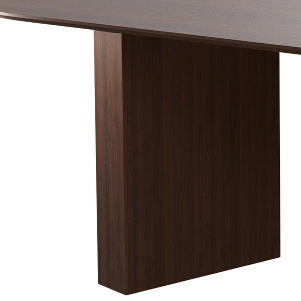 86 Inch Oval Walnut Dining Table with Elegant Double Pedestal Base Seats Eight