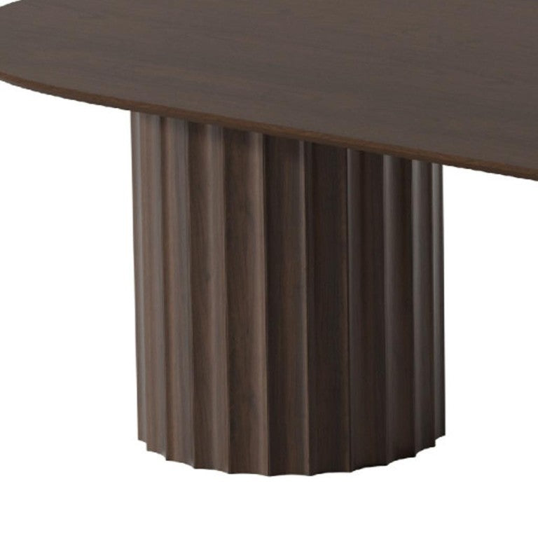 86 Inch Oval Walnut Dining Table with Dual Pedestal Base Seats Eight Elegantly