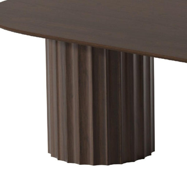 86 Inch Oval Walnut Dining Table with Dual Pedestal Base Seats Eight Elegantly