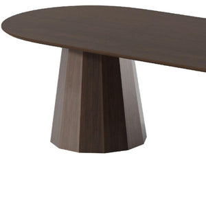 86 Inch Oval Walnut Dining Table with Double Pedestal Base for Large Gatherings