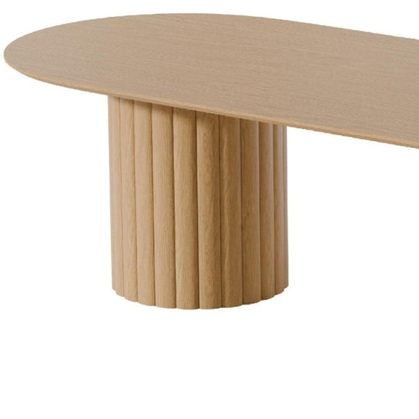86 Inch Oval Solid Wood Dining Table with Dual Pedestal Base Seats Eight