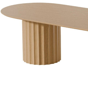 86 Inch Oval Solid Wood Dining Table with Dual Pedestal Base Seats up to Eight